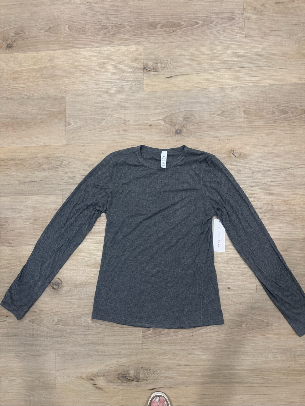 Yogalicious Women's Long Sleeve Crew Neck Top - Charcoal Gray